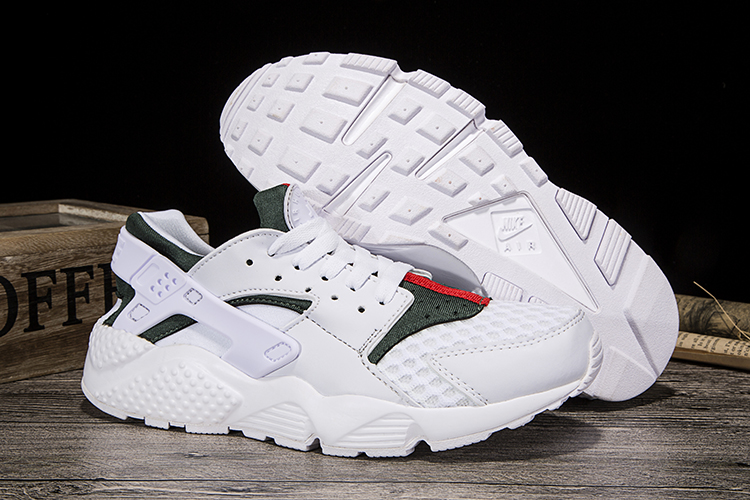 New Women Nike Air Huarache White Green Red Shoes - Click Image to Close